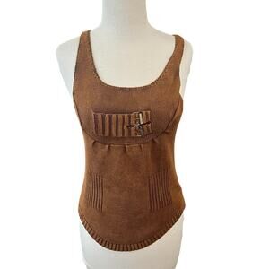 Q Point High Quality Knit Wear Large Brown Sleeveless Tank
